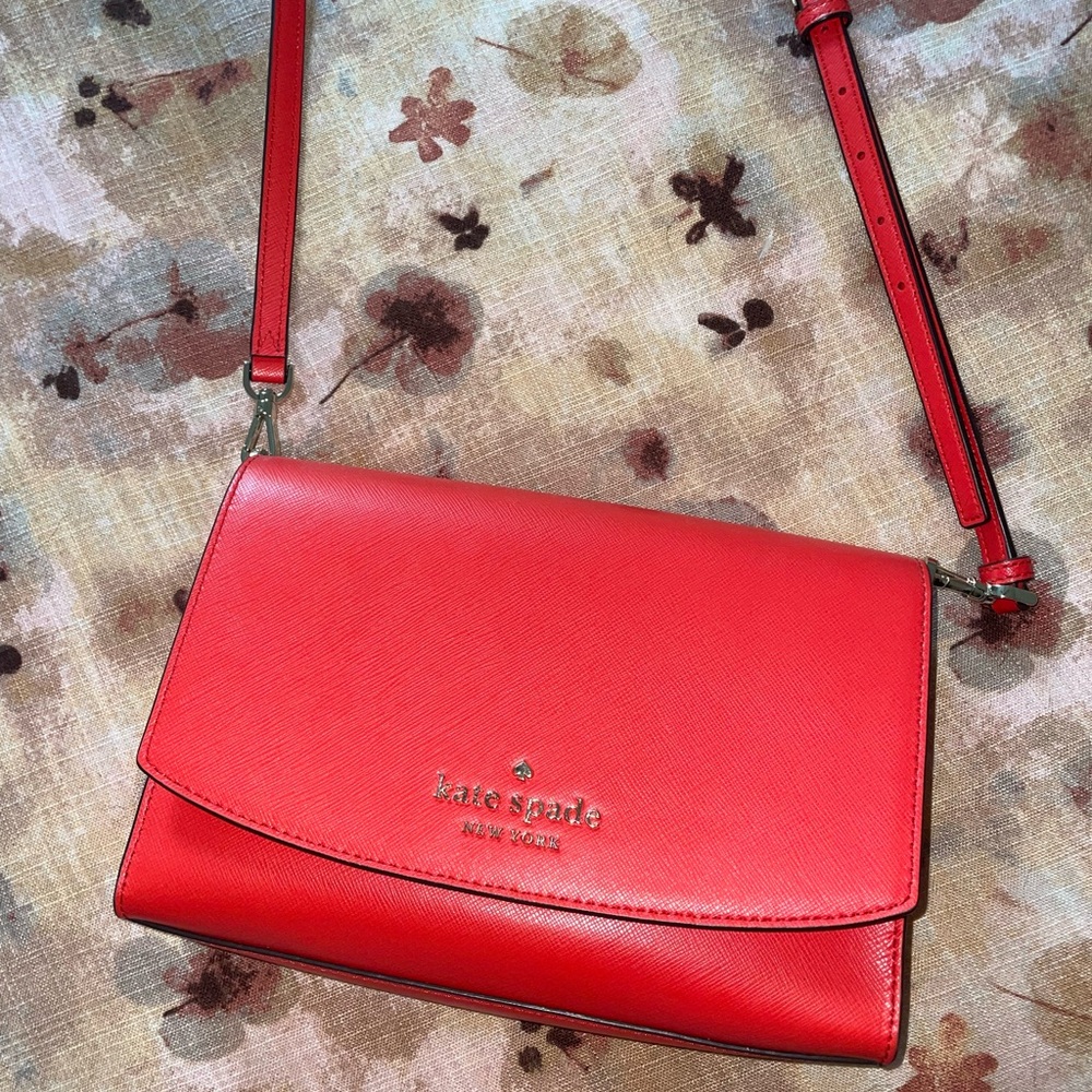 Kate Spade Red Crossbody Bag with Flap Closure